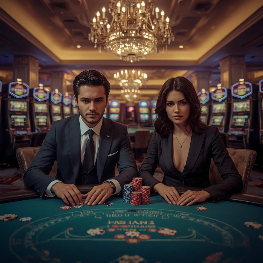 Deux joueurs de poker au The Dog House Casino